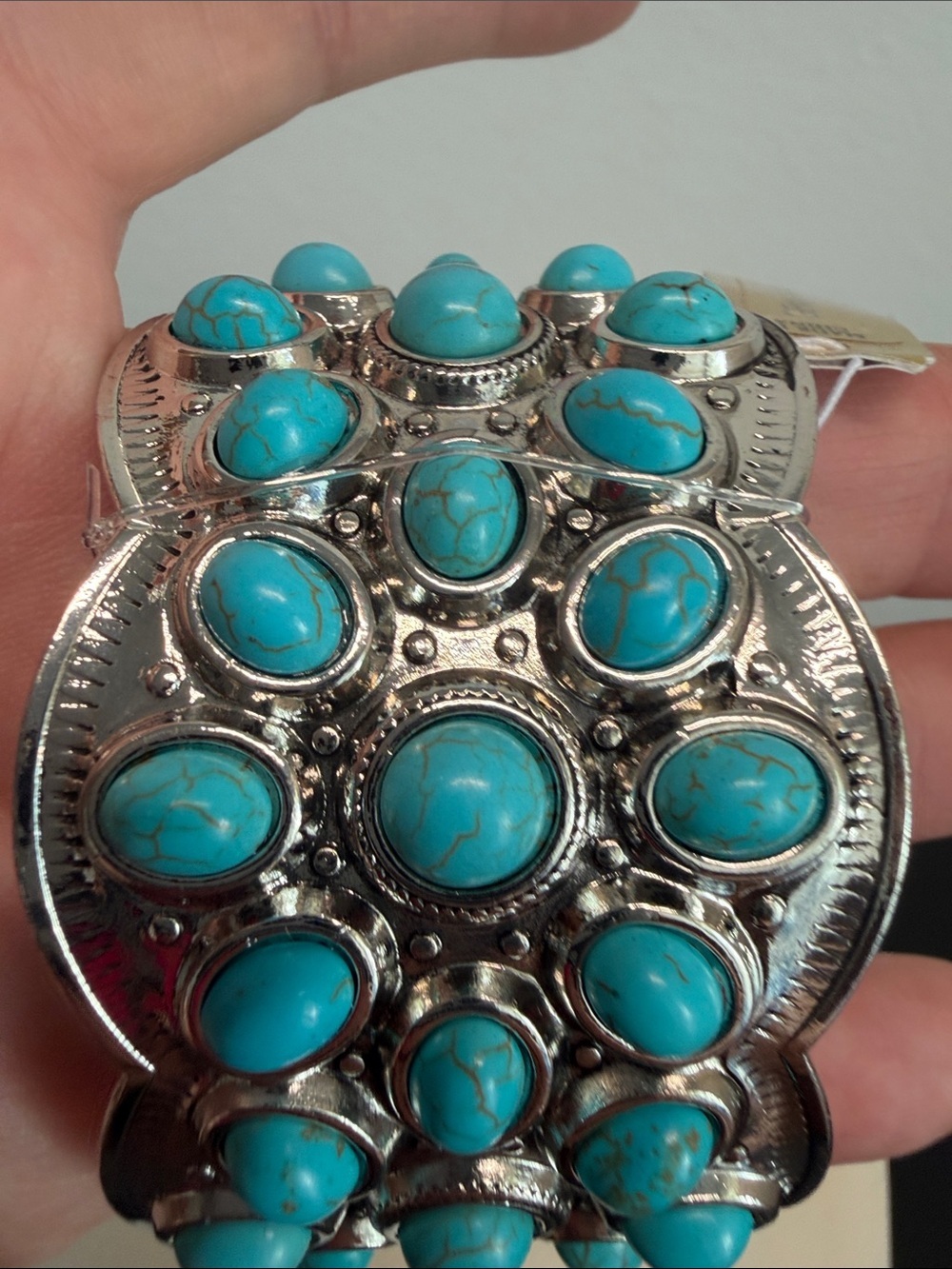 True To Form | Boho Southwestern Silver Plated Genuine Stone Cuff Bracelet - Picture 10 of 10